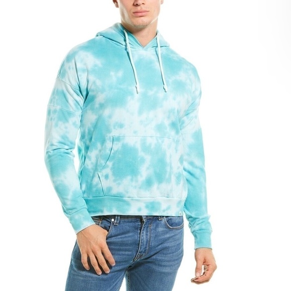 TIE-DYE Drawstring Pullover Hoodie Blue Turquoise Size L - Picture 3 of 12